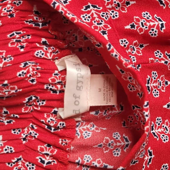 Band Of Gypsies Red Navy Blue Boho Bohemian Flowy Pants Size Medium NWT - Picture 9 of 10